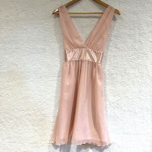 21 Pink V-Neck Sleeveless Women's Empire Waist Satin Sash Dress Size Medium Soft